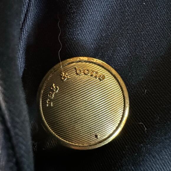 Rag & Bone Women 4 Blazer Blue with Black accents fitted brass buttons - Picture 8 of 10